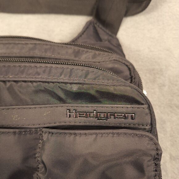 Hedgren Crossbody Bag Organizer Black Nylon Multiple Pockets Awesome Condition. - Picture 2 of 8